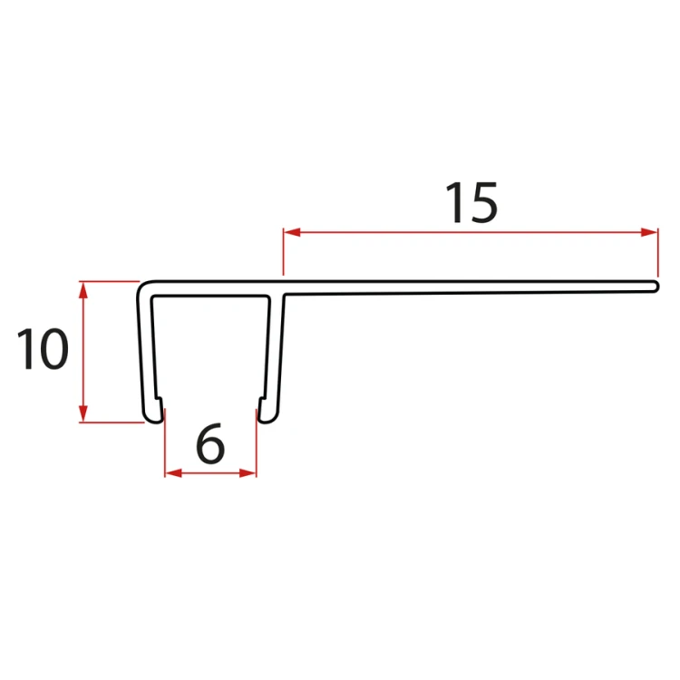 Zestaw uszczelek pionowych do szkła 6/6mm, 2000mm