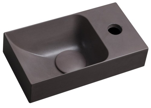 PICCOLINO umywalka betonowa, 30,8x17cm, bateria z prawej strony, ciemnobrązowy mat