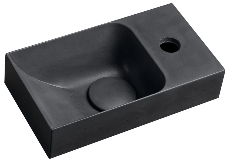 PICCOLINO umywalka betonowa, 30,8x17cm, bateria z prawej strony, antracyt mat
