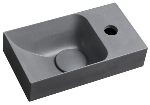PICCOLINO umywalka betonowa, 30,8x17cm, bateria z prawej strony, szary mat