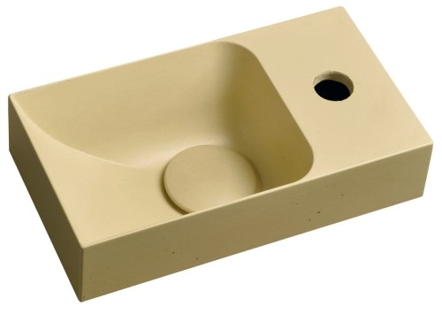 PICCOLINO umywalka betonowa, 30,8x17cm, bateria z prawej strony, żółty mat