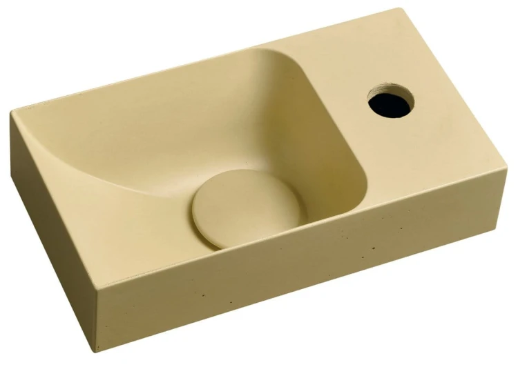 PICCOLINO umywalka betonowa, 30,8x17cm, bateria z prawej strony, żółty mat