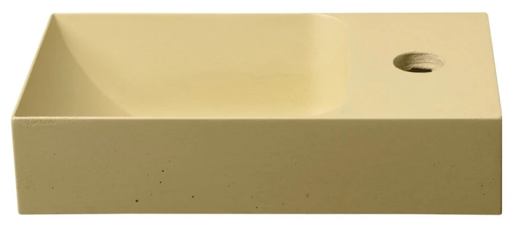 PICCOLINO umywalka betonowa, 30,8x17cm, bateria z prawej strony, żółty mat #7