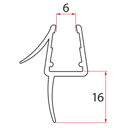 Uszczelka dolna do kabiny prysznicowej półokrągłej, 2 drzwi, szkło 6mm, 394+387mm