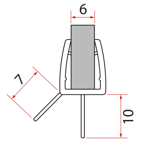 Uszczelka dolna do drzwi prysznicowych, szkło 6mm, 1000 mm