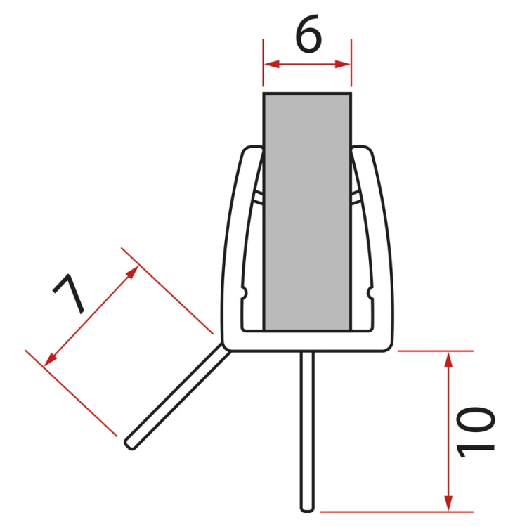 Uszczelka dolna do drzwi prysznicowych, szkło 6mm, 1000 mm