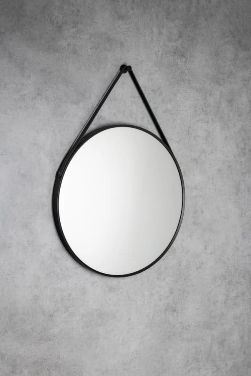 STAGO okrągłe lustro ze skórzanym paskiem, średnica 60cm, czarny mat #4