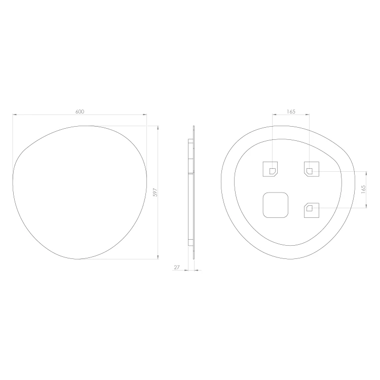 Rysunek techniczny - STEN LED lustro z oświetleniem 60x60cm