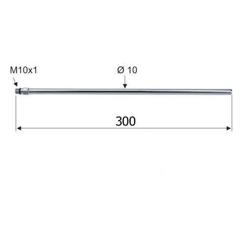 Rysunek techniczny - Łącznik, rurka z gwintem 10mm-M10x1, 30 cm, złoto mat