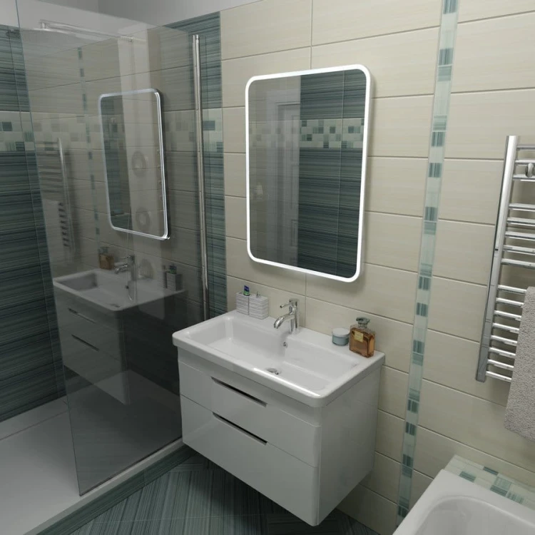 FLOAT Lustro z podświetleniem LED 60x80cm, białe #8