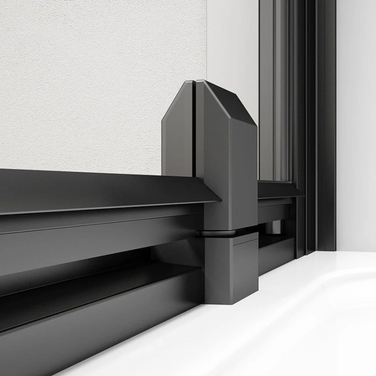EASY BLACK drzwi prysznicowe obrotowe 760-900mm, szkło Brick #3