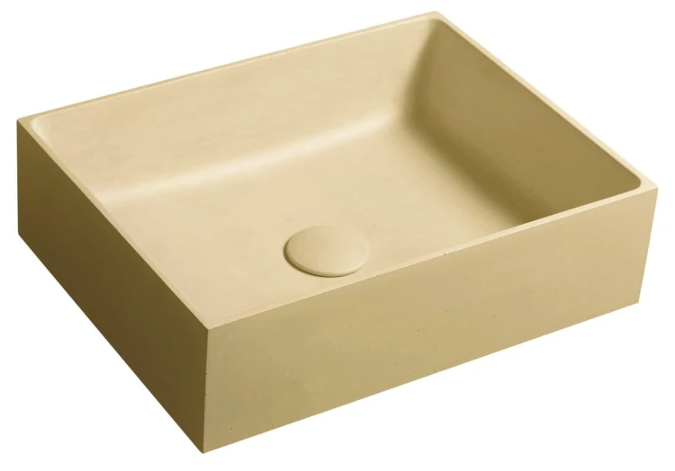 FORMIGO umywalka betonowa nablatowa, 47,5x36,5cm, żółty mat