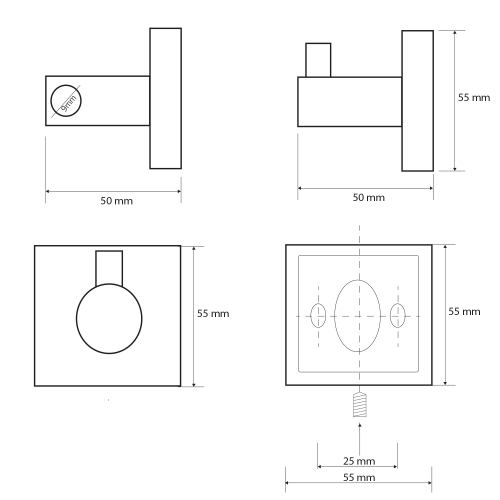 Rysunek techniczny - X-SQUARE wieszak, chrom