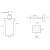 Rysunek techniczny - X-SQUARE dozownik mydła 230ml, szkło mleczne, chrom