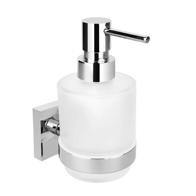 X-SQUARE dozownik mydła 200ml, szkło mleczne, chrom