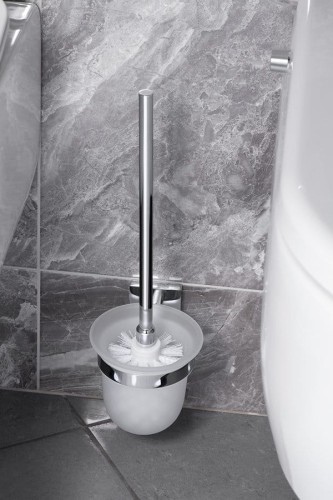 X-SQUARE wisząca szczotka do WC, szkło mleczne, chrom #2