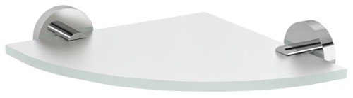 X-ROUND półka szklana narożna, ćwierćokrągła 200x200mm, chrom/szkło mleczne