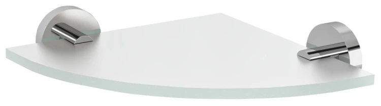 X-ROUND półka szklana narożna, ćwierćokrągła 200x200mm, chrom/szkło mleczne