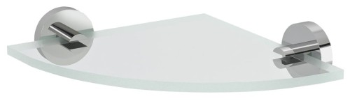 X-ROUND szklana półka narożna, ćwierćokrąg 200x200mm, chrom/szkło czyste