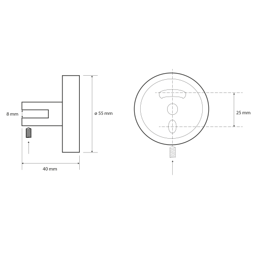 Rysunek techniczny - 'X-ROUND półka szklana 300mm, chrom/szkło czyste
