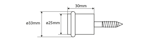 Rysunek techniczny - Odbojnik podłogowy 25x30mm, stal nierdzewna mat