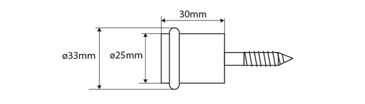 Rysunek techniczny - Odbojnik podłogowy 25x30mm, stal nierdzewna mat