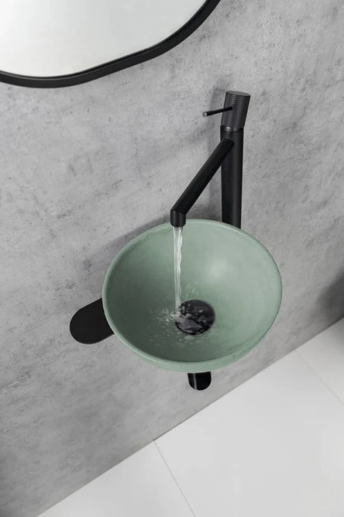 TETRIS umywalka i wspornik z otworem na baterię po prawej stronie, czarny mat #9