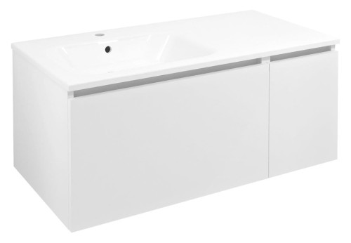 LOREA szafka umywalkowa 100x46x51,5cm (70+30cm), lewa, biały mat