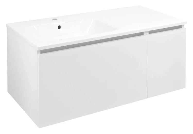 LOREA szafka umywalkowa 100x46x51,5cm (70+30cm), lewa, biały mat