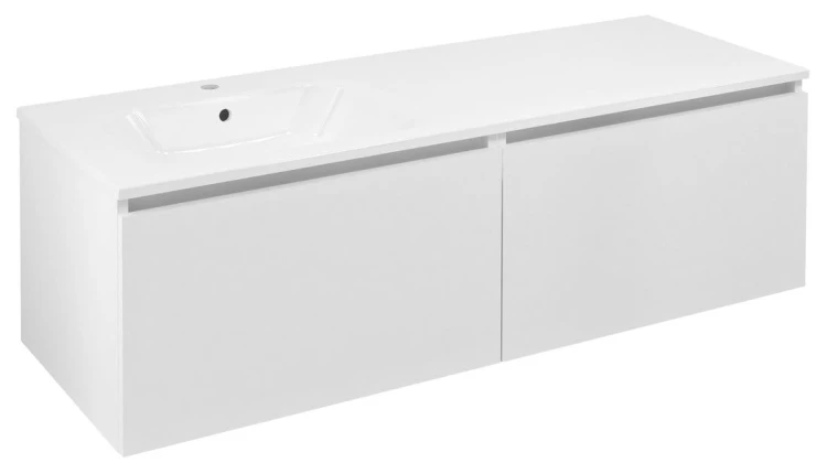 LOREA szafka umywalkowa 140x46x51,5cm (70+70cm), lewa, biały mat