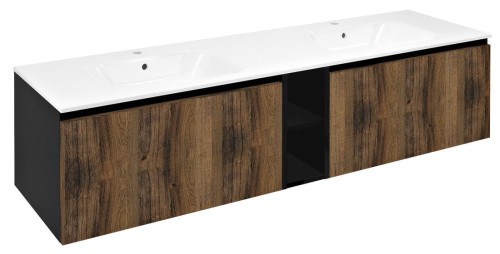 LOREA szafka umywalkowa 160x46x51,5cm (70+20+70cm), dąb collingwood/czarny mat