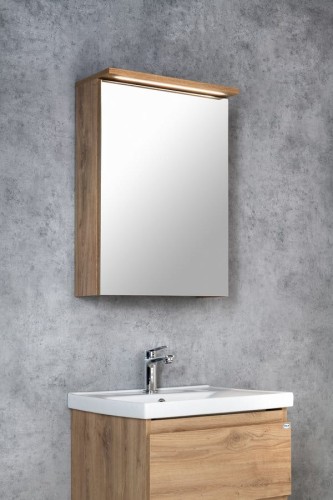 KAWA STRIP szafka z lustrem, oświetlenie LED 50x70x22cm, dąb emporio #2
