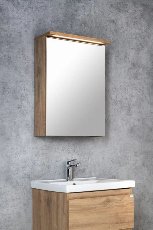 KAWA STRIP szafka z lustrem, oświetlenie LED 50x70x22cm, dąb emporio #2