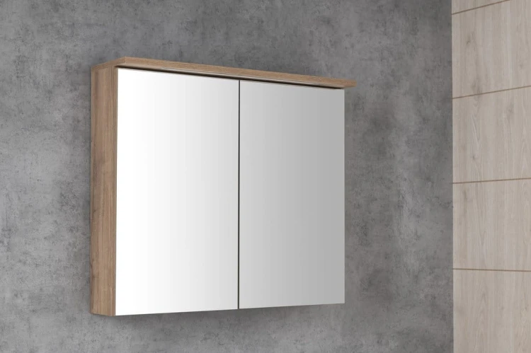 KAWA STRIP szafka z lustrem, oświetlenie LED 80x70x22cm, dąb emporio #3