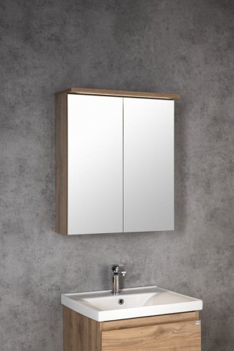 KAWA STRIP szafka z lustrem, oświetlenie LED 60x70x22cm, dąb emporio #2