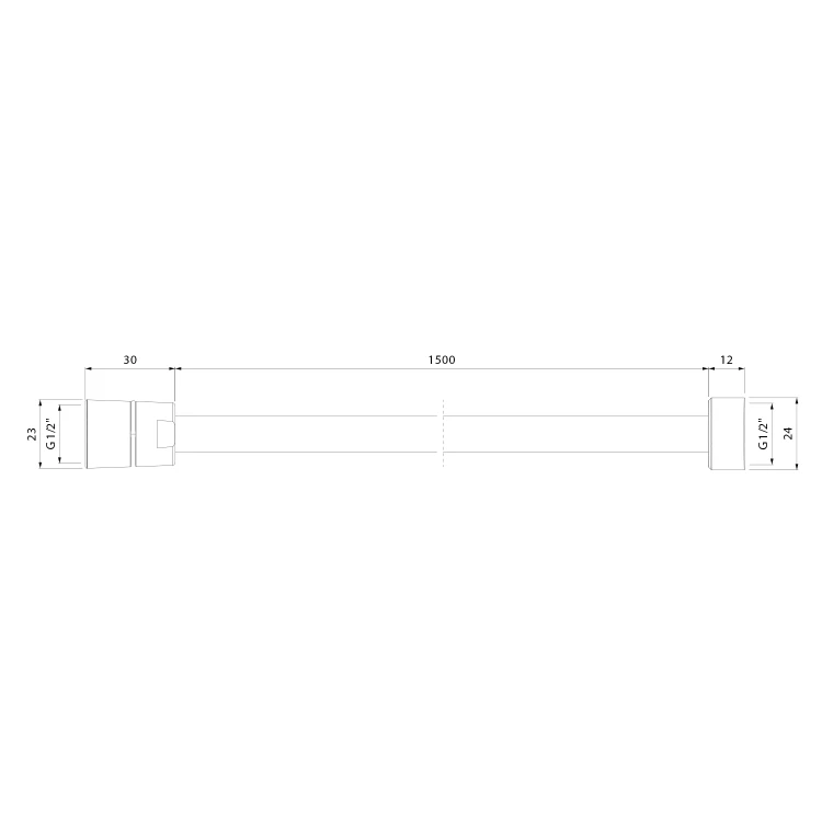 Rysunek techniczny - POWERFLEX wąż prysznicowy metalowy, 150cm, czarny mat