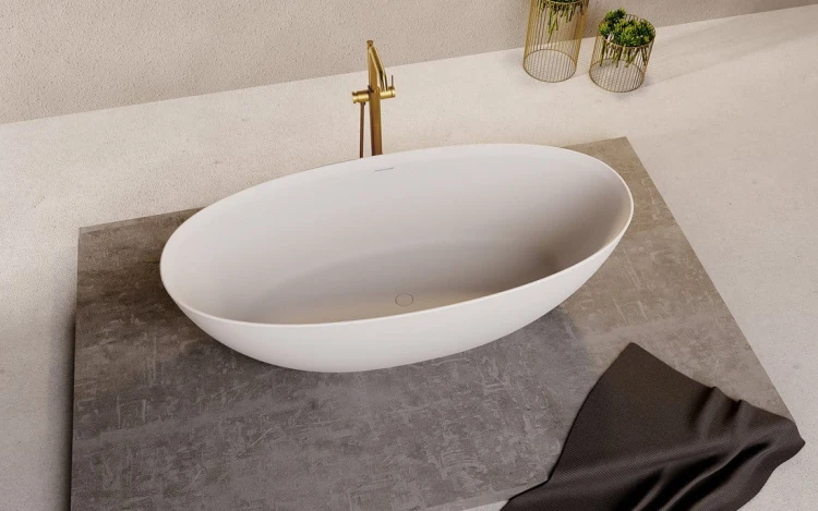 NOYA wanna wolnostojąca 170x76x56cm, solid surface, biały mat #4