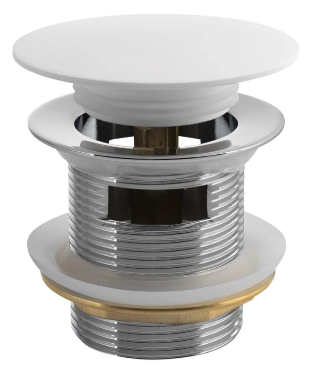 Odpływ wannowy 6/4", klik-klak, , solid surface, biały mat