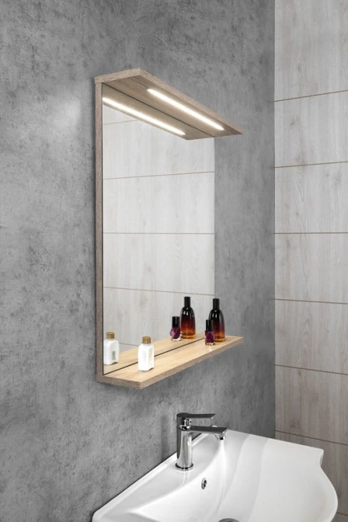 KORIN STRIP lustro z oświetleniem LED 60x70x12cm, dąb platin #2
