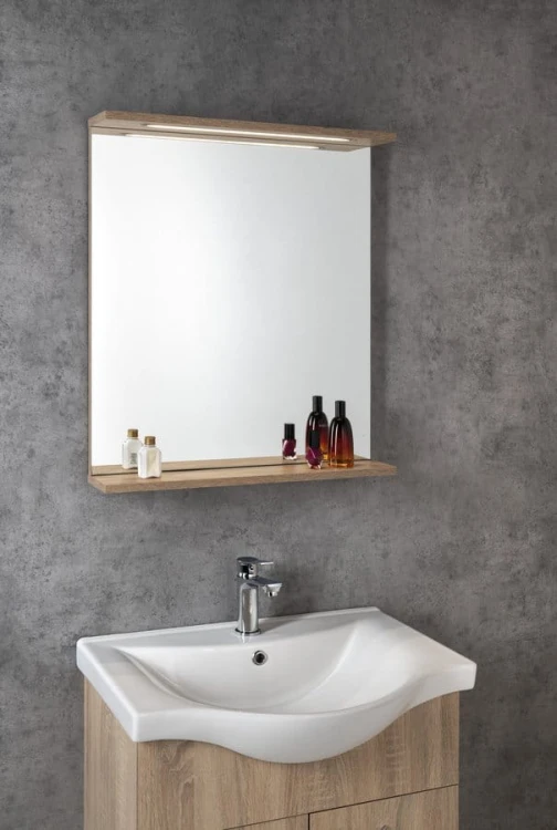 KORIN STRIP lustro z oświetleniem LED 60x70x12cm, dąb platin #4