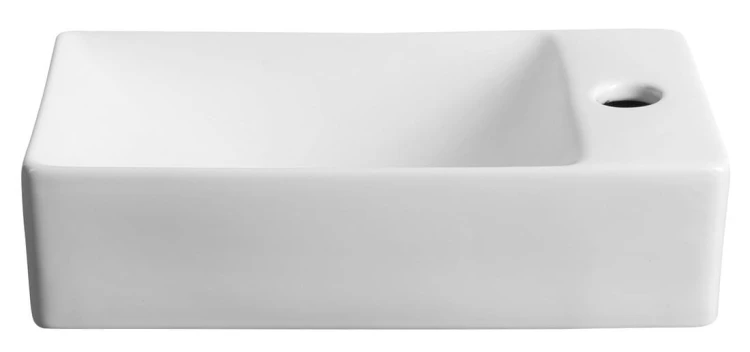 MARGITHA umywalka ceramiczna 38x22cm, otwór na baterię po prawej stronie, biały #5