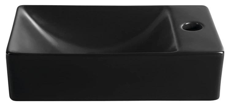 MARGITHA umywalka ceramiczna 38x22cm, otwór na baterię po prawej stronie, czarny mat #4