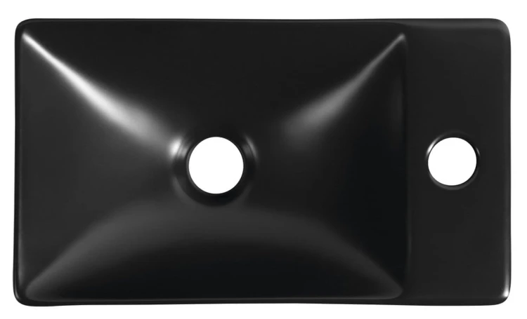 MARGITHA umywalka ceramiczna 38x22cm, otwór na baterię po prawej stronie, czarny mat #5