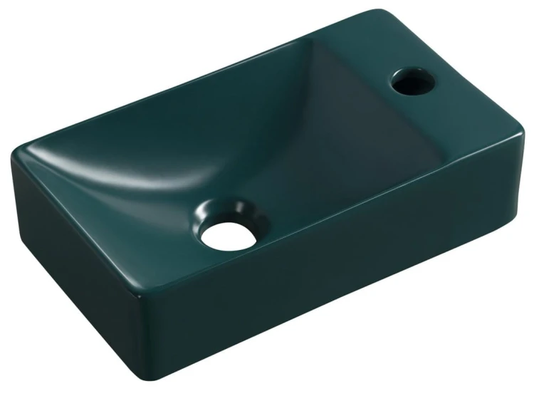 MARGITHA umywalka ceramiczna 38x22cm, otwór na baterię po prawej stronie, petrol