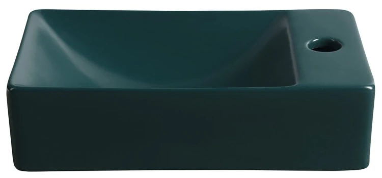 MARGITHA umywalka ceramiczna 38x22cm, otwór na baterię po prawej stronie, petrol #3