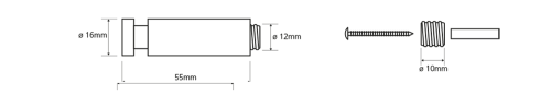 Rysunek techniczny - X-STEEL haczyk, 55mm, stal nierdzewna mat