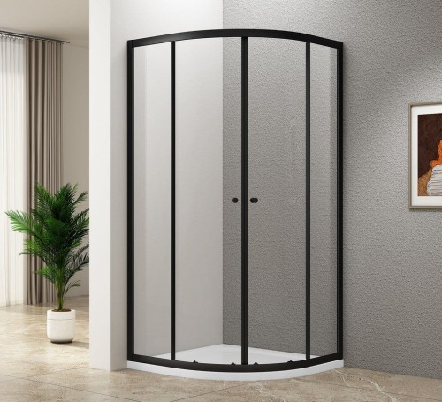 ARLETA BLACK kwadratowa kabina prysznicowa 800x800mm, szkło czyste