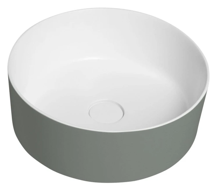 THIN umywalka nablatowa Ø38 cm, biały mat/verde