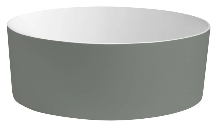 THIN umywalka nablatowa Ø38 cm, biały mat/verde #7