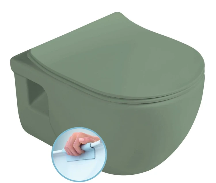 BRILLA WC wiszące, Rimless, 36,5x53cm, zielony mat